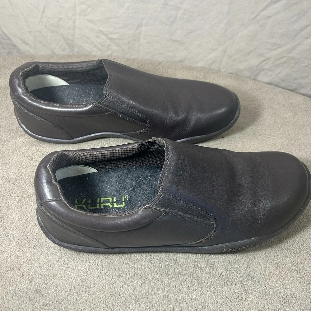 KURU Slip On Shoes Mens 13 Brown Leather Comfort Work Casual Kivi Style